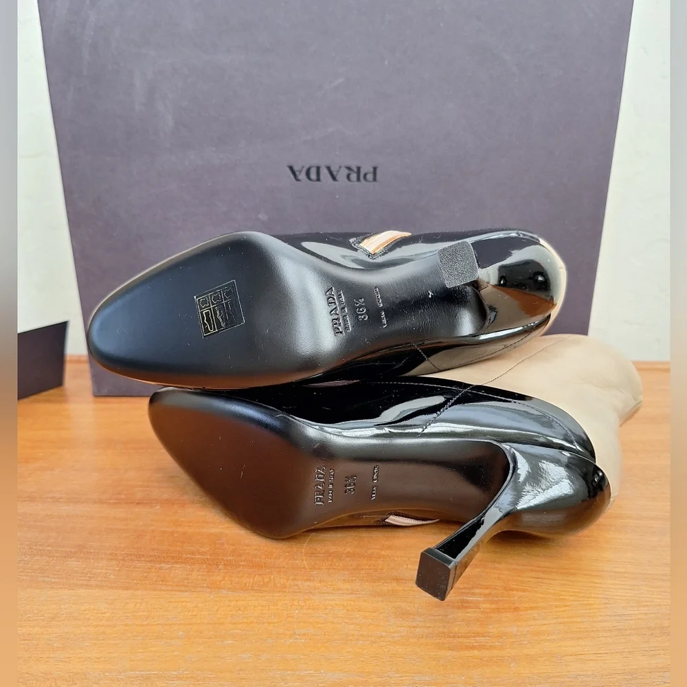 Vintage Prada Calfskin Leather Boots Two Tone Victorian Edwardian NEW Womens 6 - Picture 7 of 16